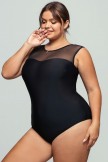 Black Mesh OnePiece Swimsuit