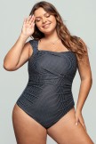 Black Dash Off Shoulder OnePiece Swimsuit