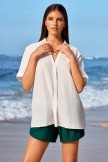 White VNeck Sleeve Chic CoverUp