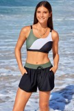 Clean Colorblock Sporty Bikini Top With Boy Short Set