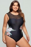 Floral Mesh LaceUp OnePiece Swimsuit