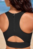 Black Colorblock Racerback Sporty Bikini Top
