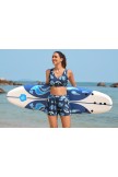 Blue Floral Bikini Top and HighWaisted Boy Short Set