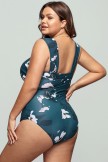 Floral Wide Straps Off Shoulder OnePiece Swimsuit